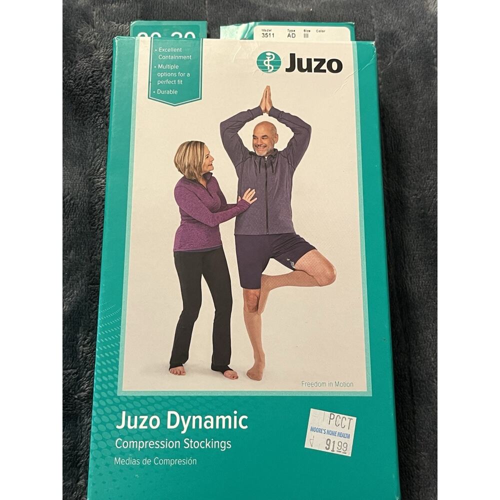 NEW Juzo AD 3511 Dynamic Soft Closed Toe Knee Highs, Beige, 20-30 mmHg Size III